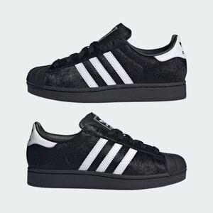 NWT Adidas Superstar II Black Leather Hair Calf Pony Fur Sneakers Sz8